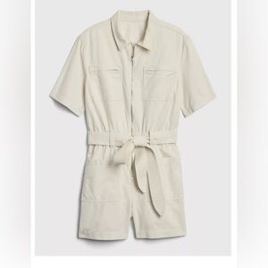 Gap Women's Zip Front Utility Romper Size 8P - Chino Creme